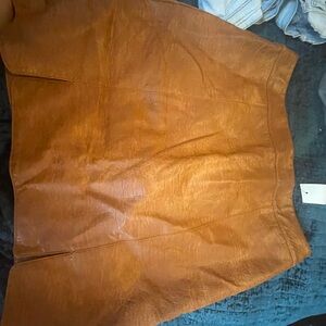 brown leather skirt NWT
